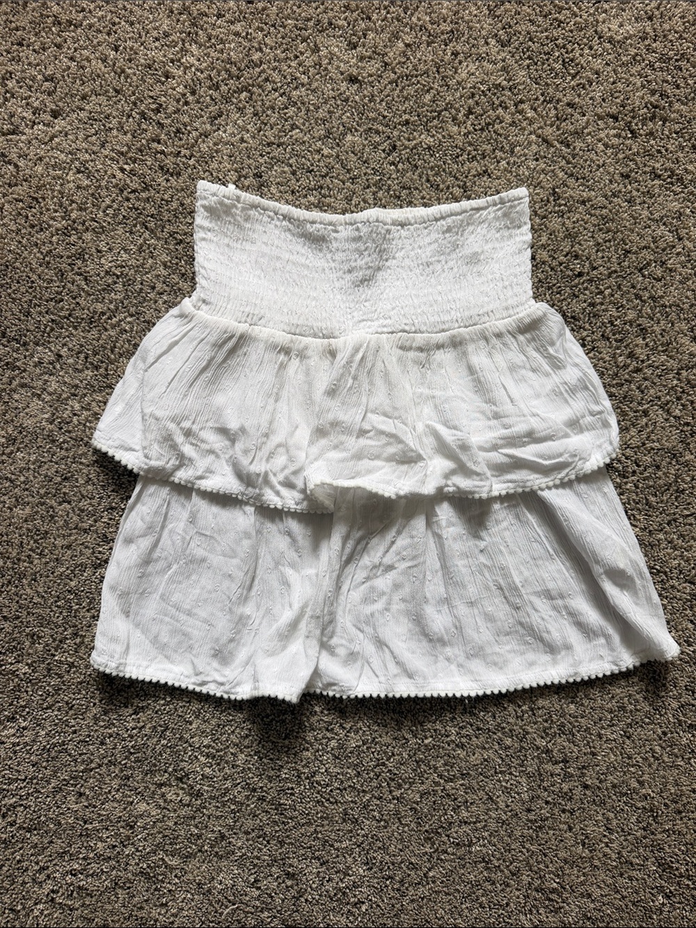 White Smocked Tiered Women’s Skirt